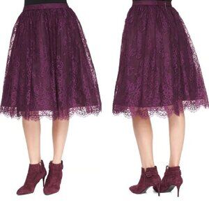 Alice + Olivia Purple Perkins Lace Midi Skirt Sz 2